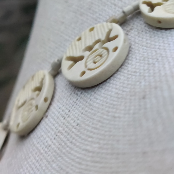 Antique Organic Carved Bone Necklace - Picture 4 of 8